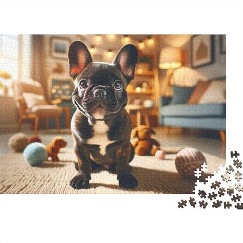 Bulldog 300 Teile Puzzle Für Kinder Und Erwachsene Ab 14 Jahren Cute Dog Holzpuzzle Familienspaß Lernspiel 300pcs (40x28cm) von YiWanLiu