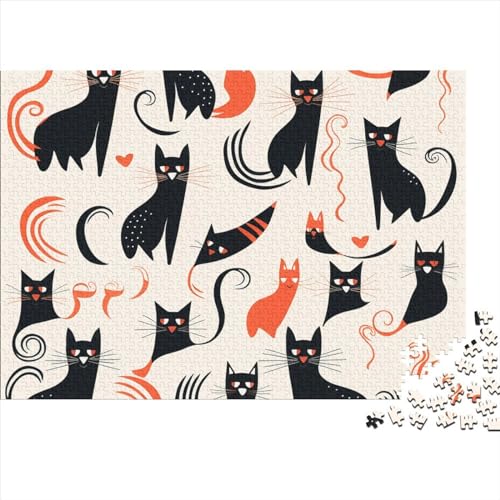 Cartoon Cat 1000 Teile Puzzle Für Erwachsene Geeignet Pattern of Cartoon Cat Holzpuzzle Familienspaß Lernspielzeug 1000pcs (75x50cm) von YiWanLiu