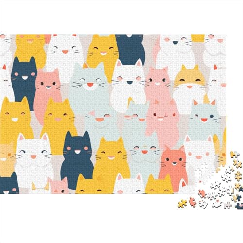 Cartoon Cat 1000 Teile Puzzle Für Erwachsene Geeignet Pattern of Cartoon Cat Holzpuzzle Familienspaß Lernspielzeug 1000pcs (75x50cm) von YiWanLiu