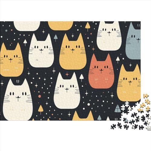 Cartoon Cat 1000 Teile Puzzle Für Erwachsene Geeignet Pattern of Cartoon Cat Holzpuzzle Familienspaß Lernspielzeug 1000pcs (75x50cm) von YiWanLiu