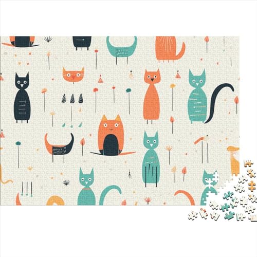 Cartoon Cat 1000 Teile Puzzle Für Erwachsene Geeignet Pattern of Cartoon Cat Holzpuzzle Familienspaß Lernspielzeug 1000pcs (75x50cm) von YiWanLiu