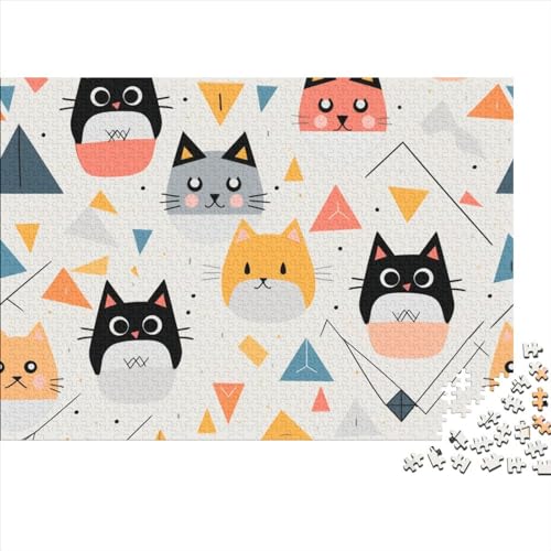 Cartoon Cat 1000 Teile Puzzle Für Erwachsene Geeignet Pattern of Cartoon Cat Holzpuzzle Familienspaß Lernspielzeug 1000pcs (75x50cm) von YiWanLiu