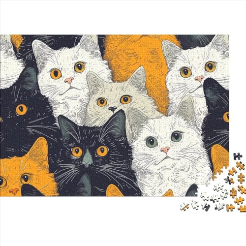 Cartoon Cat 1000 Teile Puzzle Für Kinder Und Erwachsene Ab 14 Jahren Pattern of Cartoon Cat Holzpuzzle Familienspaß Denkspiel 1000pcs (75x50cm) von YiWanLiu