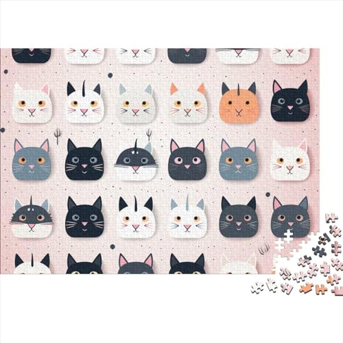 Cartoon Cat 1000 Teile Puzzle Für Kinder Und Erwachsene Ab 14 Jahren Pattern of Cartoon Cat Holzpuzzle Familienspaß Denkspiel 1000pcs (75x50cm) von YiWanLiu