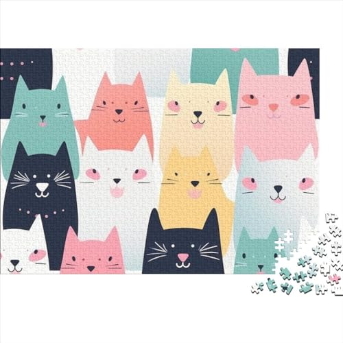 Cartoon Cat 1000 Teile Puzzle Für Kinder Und Erwachsene Ab 14 Jahren Pattern of Cartoon Cat Holzpuzzle Familienspaß Denkspiel 1000pcs (75x50cm) von YiWanLiu