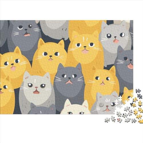 Cartoon Cat 1000 Teile Puzzle Für Kinder Und Erwachsene Ab 14 Jahren Pattern of Cartoon Cat Holzpuzzle Familienspaß Denkspiel 1000pcs (75x50cm) von YiWanLiu