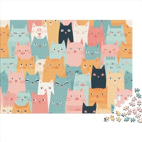 Cartoon Cat 1000 Teile Puzzle Für Kinder Und Erwachsene Ab 14 Jahren Pattern of Cartoon Cat Holzpuzzle Familienspaß Denkspiel 1000pcs (75x50cm) von YiWanLiu