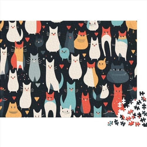 Cartoon Cat 1000 Teile Puzzle Für Kinder Und Erwachsene Ab 14 Jahren Pattern of Cartoon Cat Holzpuzzle Familienspaß Lernspiel 1000pcs (75x50cm) von YiWanLiu