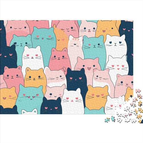 Cartoon Cat 1000 Teile Puzzle Für Kinder Und Erwachsene Ab 14 Jahren Pattern of Cartoon Cat Holzpuzzle Familienspaß Lernspiel 1000pcs (75x50cm) von YiWanLiu