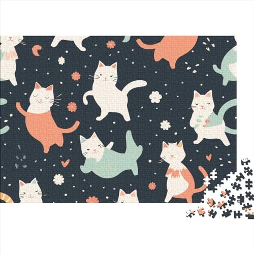 Cartoon Cat 1000 Teile Puzzle Für Kinder Und Erwachsene Ab 14 Jahren Pattern of Cartoon Cat Holzpuzzle Familienspaß Lernspiel 1000pcs (75x50cm) von YiWanLiu