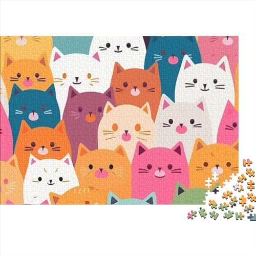 Cartoon Cat 1000 Teile Puzzle Für Kinder Und Erwachsene Ab 14 Jahren Pattern of Cartoon Cat Holzpuzzle Herausfordernd Denkspiel 1000pcs (75x50cm) von YiWanLiu