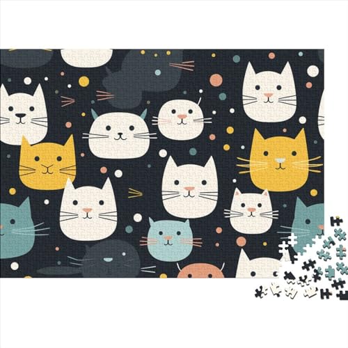 Cartoon Cat 1000 Teile Puzzle Für Kinder Und Erwachsene Ab 14 Jahren Pattern of Cartoon Cat Holzpuzzle Herausfordernd Denkspiel 1000pcs (75x50cm) von YiWanLiu