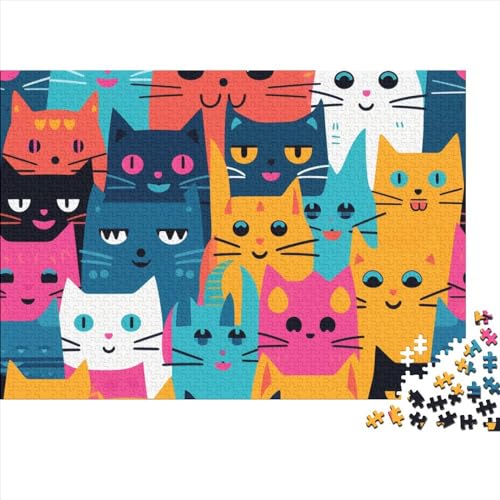 Cartoon Cat 1000 Teile Puzzle Für Kinder Und Erwachsene Ab 14 Jahren Pattern of Cartoon Cat Holzpuzzle Herausfordernd Denkspiel 1000pcs (75x50cm) von YiWanLiu