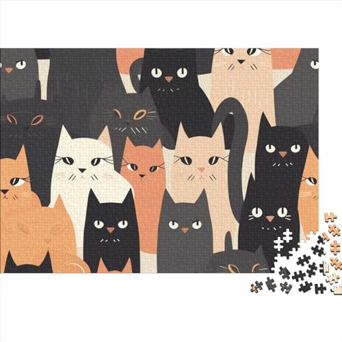 Cartoon Cat 1000 Teile Puzzle Für Kinder Und Erwachsene Ab 14 Jahren Pattern of Cartoon Cat Holzpuzzle Herausfordernd Lernspiel 1000pcs (75x50cm) von YiWanLiu