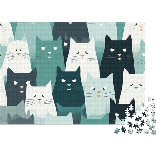 Cartoon Cat 1000 Teile Puzzle Für Kinder Und Erwachsene Ab 14 Jahren Pattern of Cartoon Cat Holzpuzzle Herausfordernd Lernspiel 1000pcs (75x50cm) von YiWanLiu