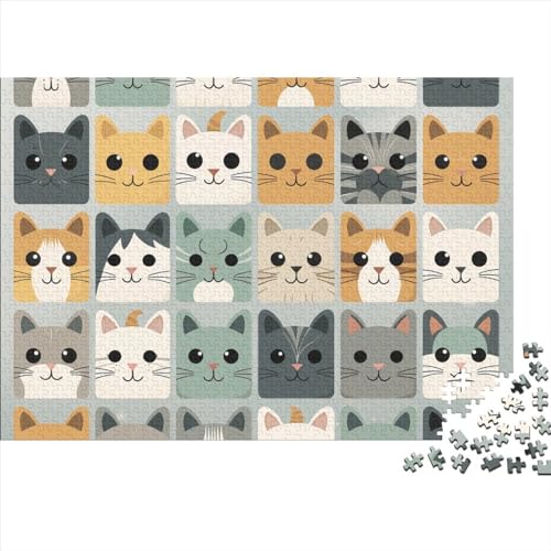 Cartoon Cat 1000 Teile Puzzle Für Kinder Und Erwachsene Ab 14 Jahren Pattern of Cartoon Cat Holzpuzzle Herausfordernd Lernspiel 1000pcs (75x50cm) von YiWanLiu