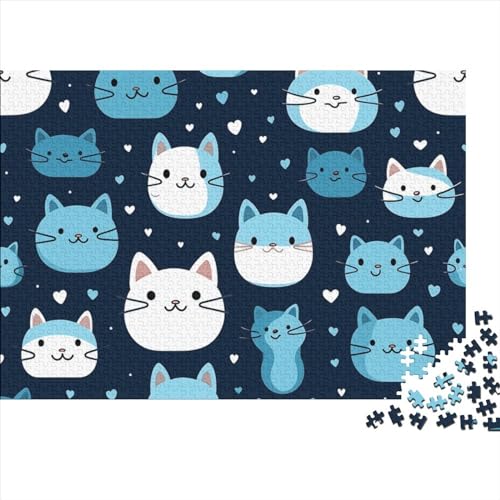 Cartoon Cat 1000 Teile Puzzle Für Kinder Und Erwachsene Ab 14 Jahren Pattern of Cartoon Cat Holzpuzzle Herausfordernd Lernspiel 1000pcs (75x50cm) von YiWanLiu