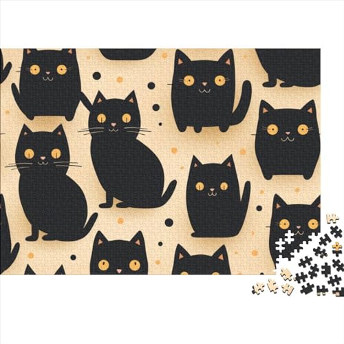 Cartoon Cat 300 Teile Puzzle Für Kinder Und Erwachsene Ab 14 Jahren Pattern of Cartoon Cat Holzpuzzle Herausfordernd Denkspielzeug 300pcs (40x28cm) von YiWanLiu