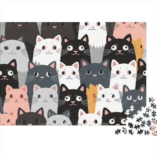 Cartoon Cat 300 Teile Puzzle Für Kinder Und Erwachsene Ab 14 Jahren Pattern of Cartoon Cat Holzpuzzle Herausfordernd Lernspielzeug 300pcs (40x28cm) von YiWanLiu