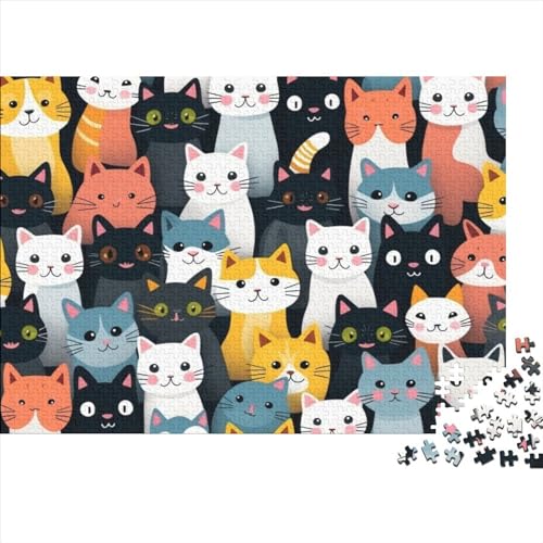 Cartoon Cat 500 Teile Puzzle Für Kinder Und Erwachsene Ab 14 Jahren Pattern of Cartoon Cat Holzpuzzle Familienspaß Denkspiel 500pcs (52x38cm) von YiWanLiu