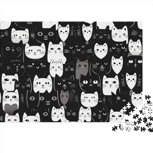 Cartoon Cat 500 Teile Puzzle Für Kinder Und Erwachsene Ab 14 Jahren Pattern of Cartoon Cat Holzpuzzle Familienspaß Denkspielzeug 500pcs (52x38cm) von YiWanLiu