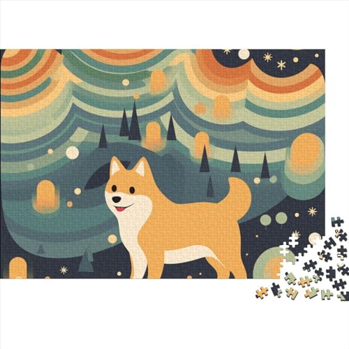 Cartoon Dog 1000 Teile Puzzle Für Kinder Und Erwachsene Ab 14 Jahren Pattern of Cartoon Dog Holzpuzzle Herausfordernd Denkspielzeug 1000pcs (75x50cm) von YiWanLiu