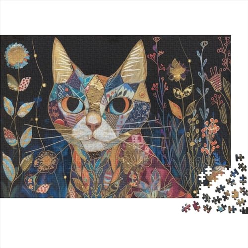 Cat 1000 Teile Puzzle Für Erwachsene Geeignet Black Cat Holzpuzzle Familienspaß Lernspielzeug 1000pcs (75x50cm) von YiWanLiu