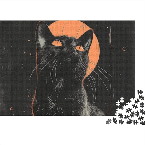 Cat 1000 Teile Puzzle Für Kinder Und Erwachsene Ab 14 Jahren Black Cat Holzpuzzle Familienspaß Denkspiel 1000pcs (75x50cm) von YiWanLiu