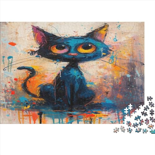 Cat 1000 Teile Puzzle Für Kinder Und Erwachsene Ab 14 Jahren Black Cat Holzpuzzle Familienspaß Denkspiel 1000pcs (75x50cm) von YiWanLiu