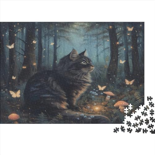 Cat 1000 Teile Puzzle Für Kinder Und Erwachsene Ab 14 Jahren Black Cat Holzpuzzle Familienspaß Lernspiel 1000pcs (75x50cm) von YiWanLiu