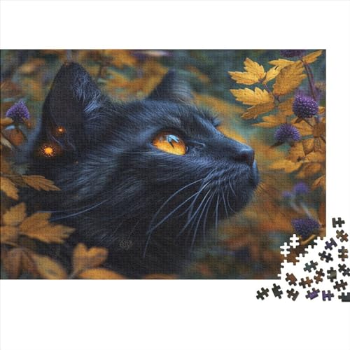 Cat 1000 Teile Puzzle Für Kinder Und Erwachsene Ab 14 Jahren Black Cat Holzpuzzle Familienspaß Lernspiel 1000pcs (75x50cm) von YiWanLiu