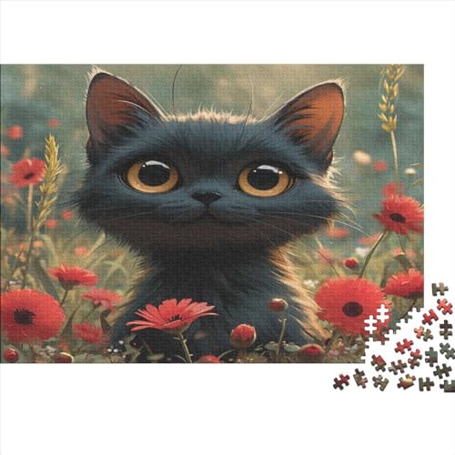 Cat 1000 Teile Puzzle Für Kinder Und Erwachsene Ab 14 Jahren Black Cat Holzpuzzle Herausfordernd Denkspiel 1000pcs (75x50cm) von YiWanLiu