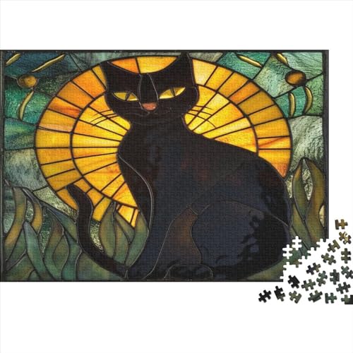 Cat 1000 Teile Puzzle Für Kinder Und Erwachsene Ab 14 Jahren Black Cat Holzpuzzle Herausfordernd Denkspiel 1000pcs (75x50cm) von YiWanLiu