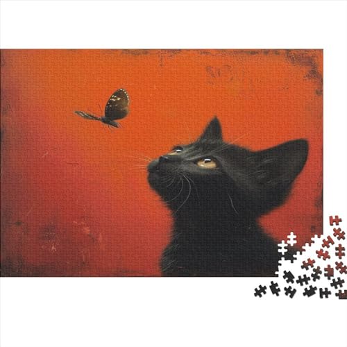 Cat 1000 Teile Puzzle Für Kinder Und Erwachsene Ab 14 Jahren Black Cat Holzpuzzle Herausfordernd Denkspielzeug 1000pcs (75x50cm) von YiWanLiu