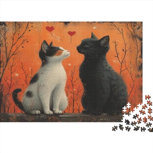 Cat 1000 Teile Puzzle Für Kinder Und Erwachsene Ab 14 Jahren Black Cat Holzpuzzle Herausfordernd Denkspielzeug 1000pcs (75x50cm) von YiWanLiu