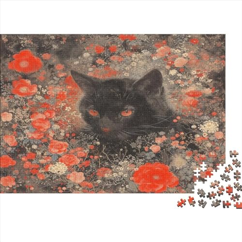 Cat 1000 Teile Puzzle Für Kinder Und Erwachsene Ab 14 Jahren Black Cat Holzpuzzle Herausfordernd Lernspielzeug 1000pcs (75x50cm) von YiWanLiu