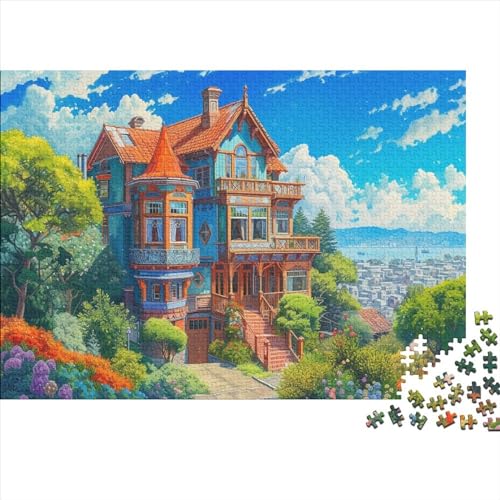 Colorful Buildings 1000 Teile Puzzle Für Erwachsene Colorful Town Holzpuzzle 1000pcs (75x50cm) von YiWanLiu