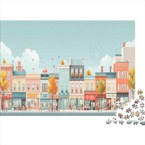 Colorful Buildings 1000-teiliges Puzzle Für Erwachsene Colorful Town Holzpuzzle 1000pcs (75x50cm) von YiWanLiu