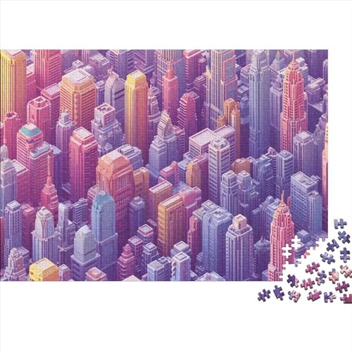 Colorful Buildings 1000-teiliges Puzzle Für Erwachsene Colorful Town Holzpuzzle 1000pcs (75x50cm) von YiWanLiu