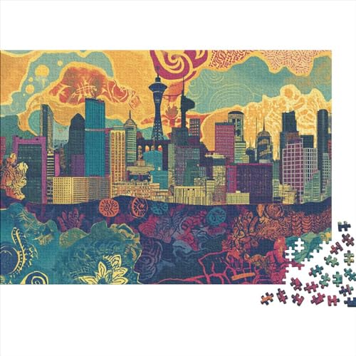 Colorful Buildings 300 Teile Puzzle Für Erwachsene Colorful Town Holzpuzzle 300pcs (40x28cm) von YiWanLiu