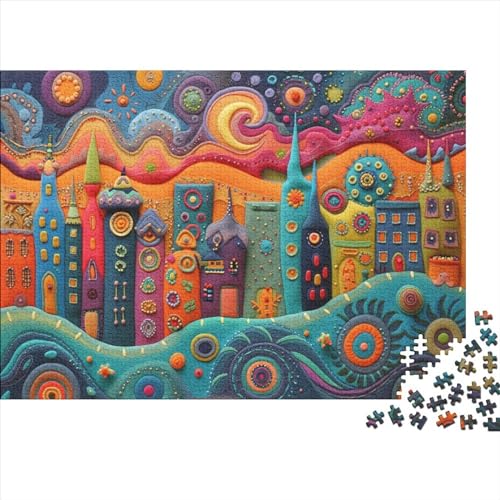 Colorful Buildings 300 Teile Puzzle Für Erwachsene Colorful Town Holzpuzzle 300pcs (40x28cm) von YiWanLiu