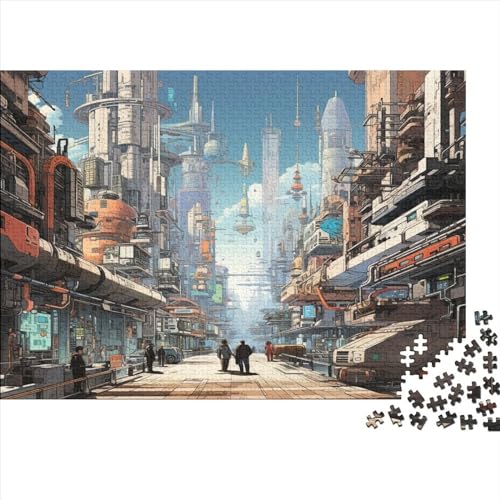 Cyber City 1000 Teile Puzzle Für Kinder Und Erwachsene Ab 14 Jahren Cyberpunk Holzpuzzle Familienspaß Denkspiel 1000pcs (75x50cm) von YiWanLiu
