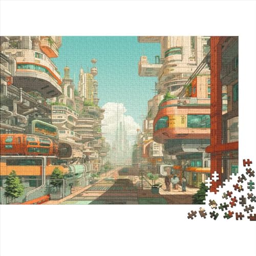 Cyber City 500 Teile Puzzle Für Kinder Und Erwachsene Ab 14 Jahren Cyberpunk Holzpuzzle Herausfordernd Denkspiel 500pcs (52x38cm) von YiWanLiu