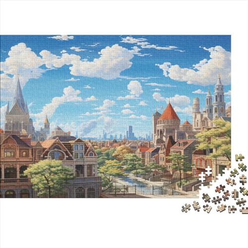 High View City 300 Teile Puzzle Für Erwachsene Geeignet Colorful City Holzpuzzle Familienspaß Lernspielzeug 300pcs (40x28cm) von YiWanLiu