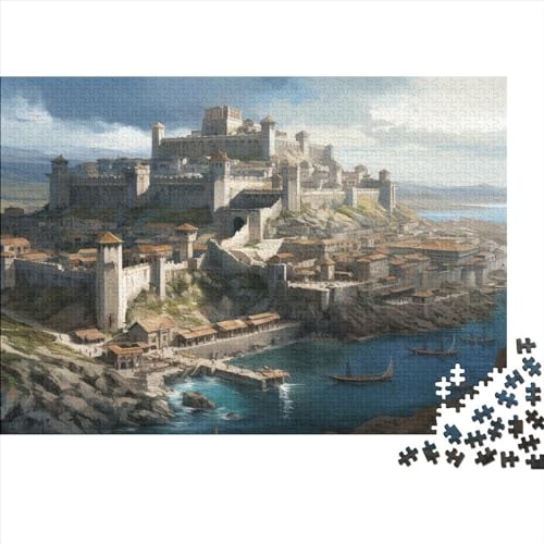 Medieval Castle 1000 Teile Puzzle Für Kinder Und Erwachsene Ab 14 Jahren Majestic Castle Holzpuzzle Herausfordernd Denkspiel 1000pcs (75x50cm) von YiWanLiu