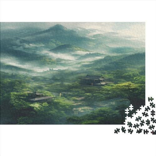 Oriental Mountain Vista 1000 Teile Puzzle Für Erwachsene Ink Landscape Holzpuzzle 1000pcs (75x50cm) von YiWanLiu