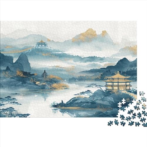 Oriental Mountain Vista 1000 Teile Puzzle Für Kinder Und Erwachsene Ab 14 Jahren Ink Landscape Holzpuzzle Familienspaß Denkspiel 1000pcs (75x50cm) von YiWanLiu
