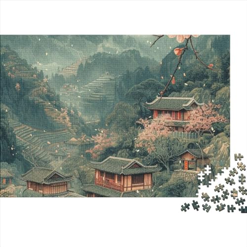 Oriental Mountain Vista 1000 Teile Puzzle Für Kinder Und Erwachsene Ab 14 Jahren Ink Landscape Holzpuzzle Familienspaß Denkspiel 1000pcs (75x50cm) von YiWanLiu