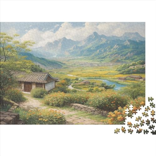 Oriental Mountain Vista 1000 Teile Puzzle Für Kinder Und Erwachsene Ab 14 Jahren Ink Landscape Holzpuzzle Herausfordernd Denkspiel 1000pcs (75x50cm) von YiWanLiu