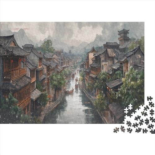 Oriental Mountain Vista 1000 Teile Puzzle Für Kinder Und Erwachsene Ab 14 Jahren Ink Landscape Holzpuzzle Herausfordernd Lernspielzeug 1000pcs (75x50cm) von YiWanLiu